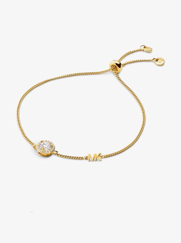 Damske Naramky Michael Kors Precious Metal-Plated Sterling Silver Pavé Halo Slider Zlate - Šperky Michael Kors Sleva | GFOTP-4307